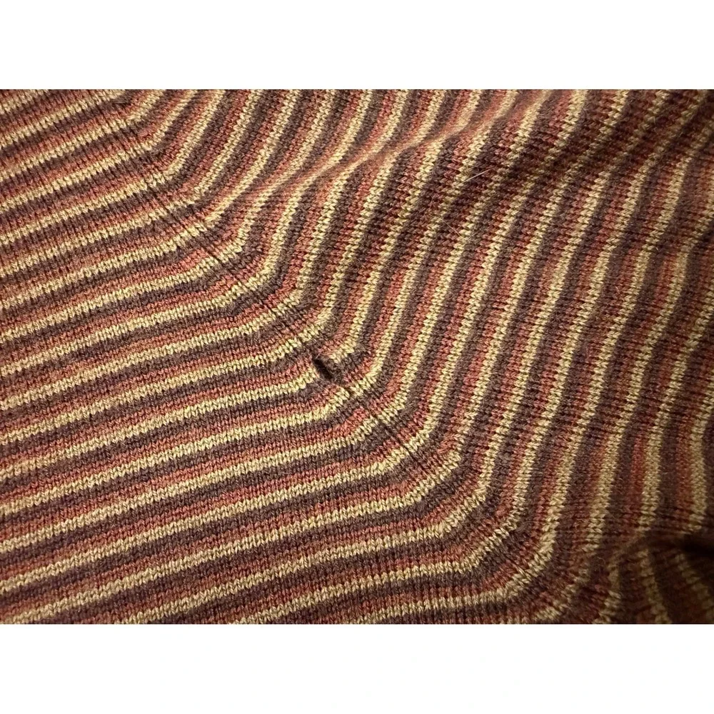 Brooks Brothers‎ Sweater Merino Wool Striped XL Brown Crew Neck Italian Knit
